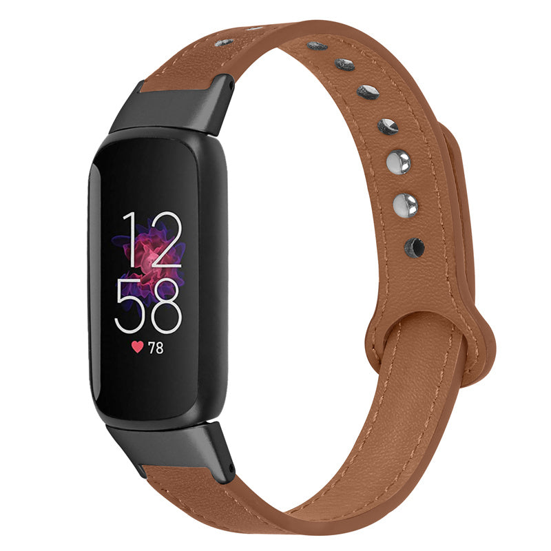 For Fitbit Luxe Soft Top Layer Cowhide Watch Strap Replacement Wrist Band with Double Rivet Black Connector For Fitbit Luxe Soft Top Layer Cowhide Watch Strap Replacement Wrist Band with Double Rivet Black Connector